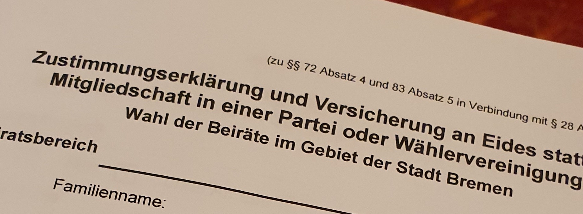 Aufstellung für die Wahl zum Beirat Oberneuland