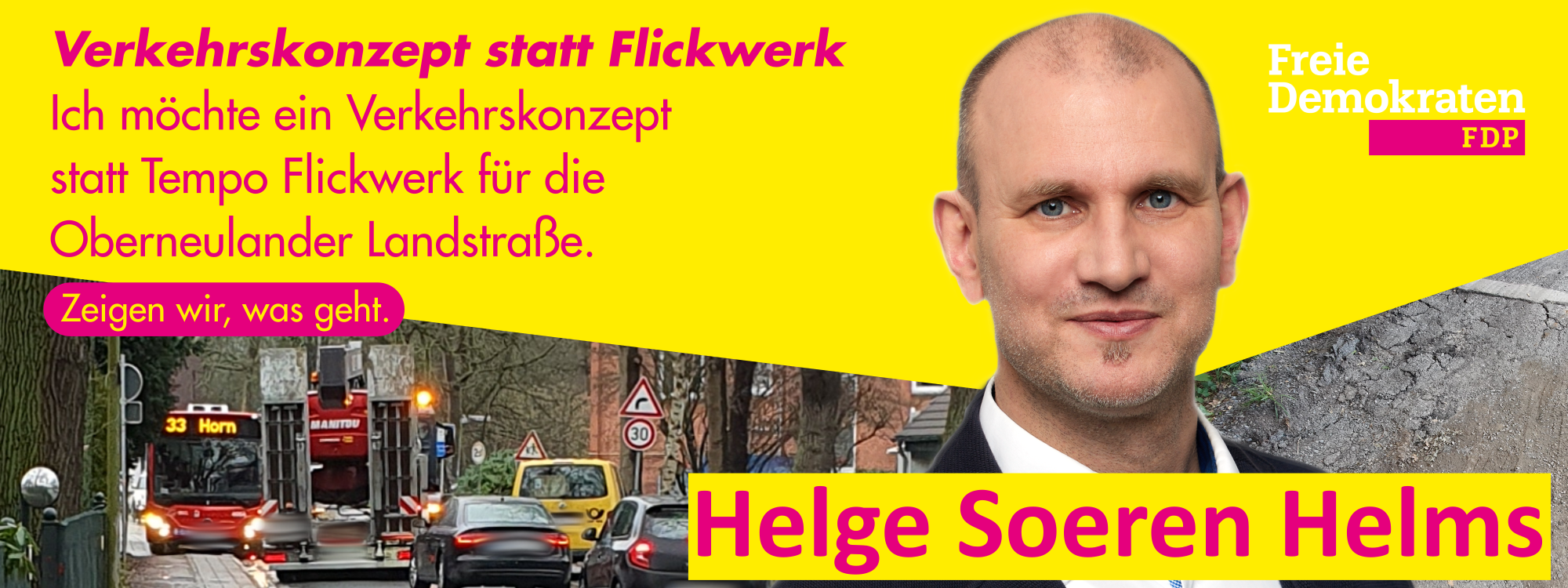 Soeren Helms "Ich möchte ein Verkehrskonzept statt Tempo Flickwerk für die Oberneulander Landstraße" Mit Ihrer Stimme für den Beirat Oberneuland bei den Beiratswahlen am 14. Mai geben Sie mir die Chance mich dafür einzusetzten.